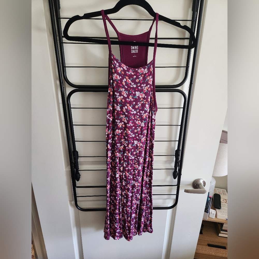 SO brand Swing Dress in a Maroon Floral color